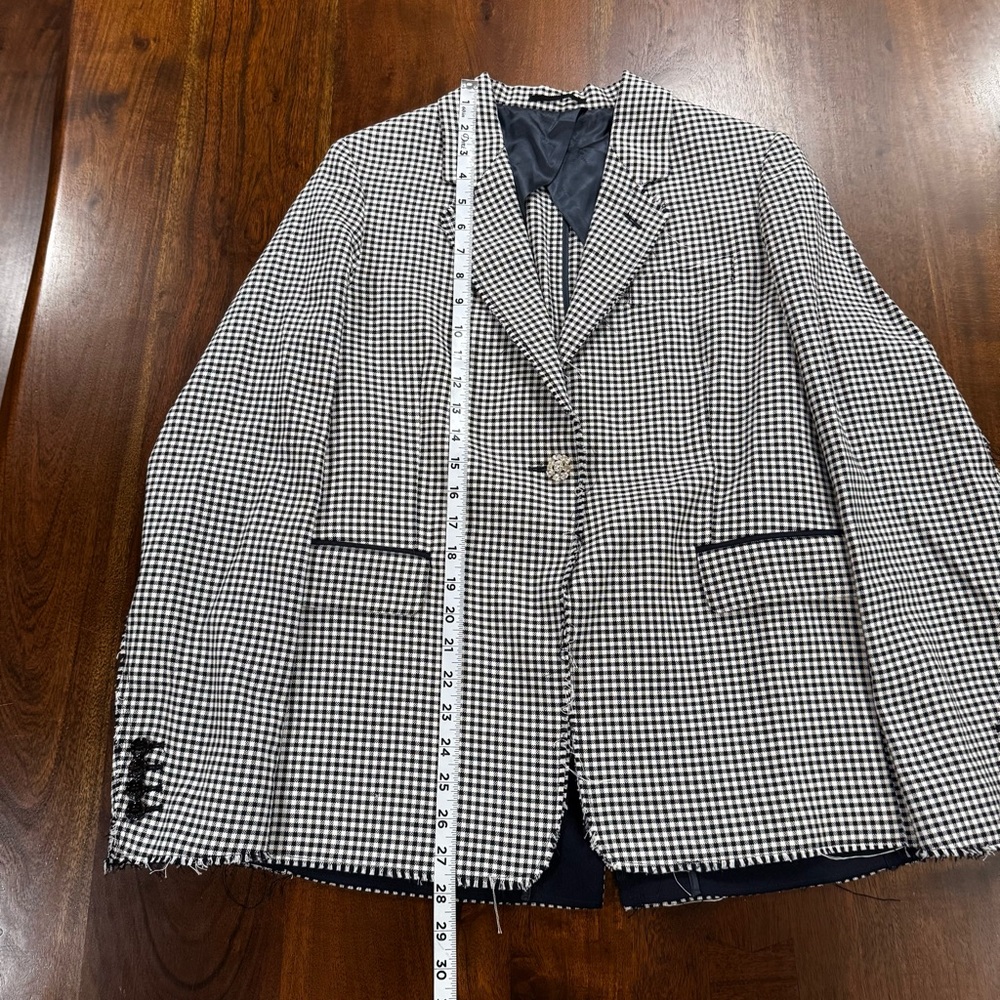 Golden Goose Women's Golden Jacket Blazer Size Large Raw Hem Houndstooth - Picture 10 of 11